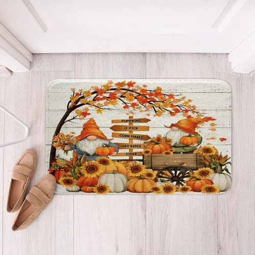 Miniatura 32 de Erosebridal Thanksgiving Turkey Bathroom Rugs - Fall Leaves Pumpkin Bath Mat for Kids Adults, Vintage Autumn Harvest Door Mat 16 x 24 Inch Rustic