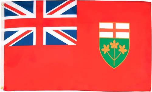 AZ FLAG - Bandera de Ontario - 3 x 5 pies - Poliéster 100D Canadá - Cartel de la región canadiense de Ontario con dos ojales metálicos - Resistente