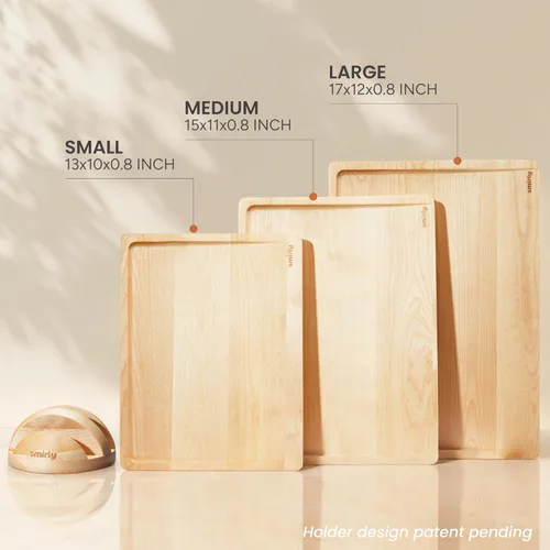 Miniatura 5 de SMIRLY Tabla de cortar de madera para cocina, tablas de cortar de madera de abedul para preparación de comidas, servir, embutidos, utensilios