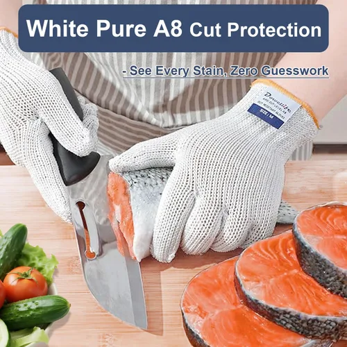 Miniatura 2 de Dowellife - Guantes de seguridad para corte con refuerzo de nivel 8, grado alimenticio, de protección, para cuchillos, mandolina, cortar carne