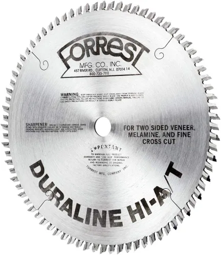 Miniatura 2 de Forrest DH07Q607100 Duraline 7-1/4 pulgadas 60 dientes TCG hoja de sierra de corte de melamina y madera contrachapada con eje de 5/8 pulgadas