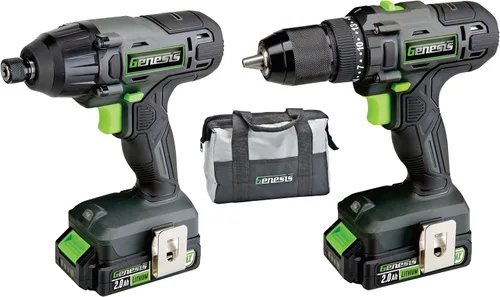 Miniatura 10 de Genesis 20V 1/2" Taladro inalámbrico con batería y cargador, portabrocas metálico con trinquete, 450 pulgadas-libras, batería y cargador de 2.0Ah
