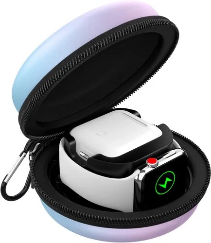 MoKo Caja de almacenamiento compatible con Apple Watch Series 11/10/9/8/7/6/5/4/3/2/1/SE3/SE2/SE, funda protectora portátil de viaje para AirPods