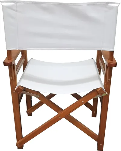 Miniatura 5 de Juego de 2 sillas plegables de director de 19 pulgadas, altura clásica, marco de madera natural con lona blanca Marco natural - lienzo blanco