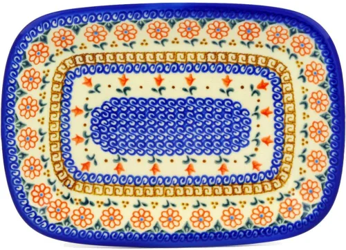 Miniatura 2 de Auténtico plato de cerámica polaca de 10 pulgadas en diseño amarillo hecho a mano en Bolesławiec Polonia por Ceramika Bona + certificado