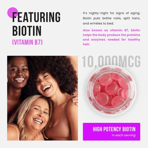 Miniatura 2 de NutraChamps Gomitas de biotina sin azúcar de 10000 mcg [alta potencia] – Cabello saludable, piel y uñas para mujeres, hombres y niños – 5000 mcg