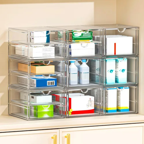 Miniatura 4 de caktraie - Organizador de maquillaje acrílico versátil, organizador de cajones - Almacenamiento de escritorio transparente para cosméticos