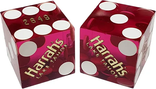 Miniatura 4 de Cyber-Deals Amplia selección de dados de 0.748 in pares de dados auténticos Nevada Casino TablePlayed dados Harveys Lake Tahoe púrpura pulido