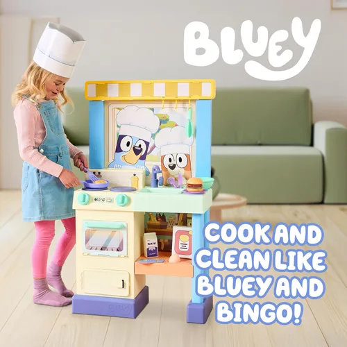 Miniatura 2 de Juego de Cocina de Bluey para Niños de 4 a 8 años, Juego de Cocina de Simulación de 0.91m de Alto, Incluye Estufa, Fregadero, Horno y Más de 20