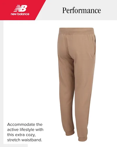 Miniatura 50 de New Balance Pantalones deportivos para niña, forro polar de mezcla de algodón suave con cordón y bolsillos (tallas 8-16)