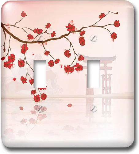 Miniatura 5 de 3dRose LSP _ _ _ _ _ _ _ _ _ _ 78460 _ _ _ _ _ _ _ _ _ _ 6 Pretty Cherry Blossoms against a peaceful Oriental Escena 2 Plug Outlet Cover
