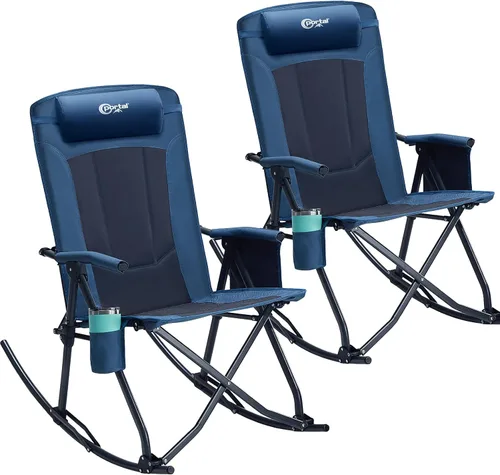 Miniatura 11 de PORTAL Silla mecedora plegable de gran tamaño para acampar, portátil, para exteriores, con respaldo alto, reposabrazos duros, bolsa de transporte