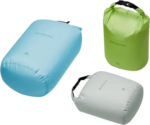 Miniatura 41 de Bee Nesting Juego de bolsas secas ultraligeras para mochileros, saco seco impermeable para camping, senderismo, motocicleta, saco de cosas ligeras