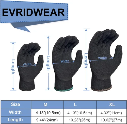 Miniatura 6 de Evridwear - 3 pares de guantes de trabajo para congelador de invierno con revestimiento de látex forro cálido y aislante guantes para clima frío