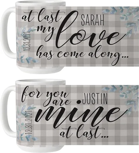 Miniatura 8 de Let's Make Memories Juego de tazas personalizadas, para el día de San Valentín, para parejas, para aniversario, para boda, cerámica, juego de 2