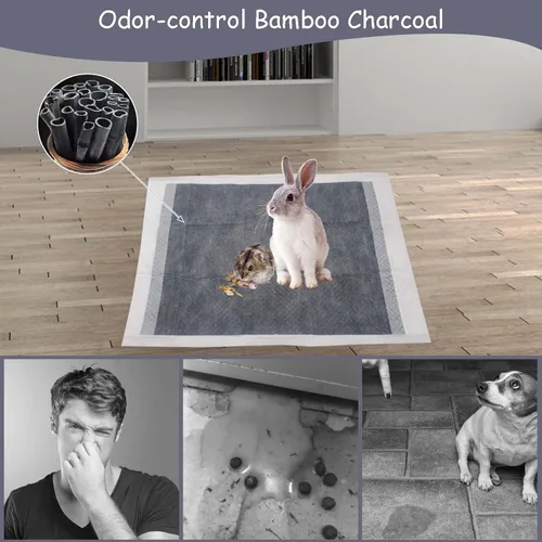 Miniatura 3 de Tfwadmx 50 almohadillas para orina de conejo, cobayas, superabsorbentes, pañales desechables de carbono negro, accesorios de entrenamiento