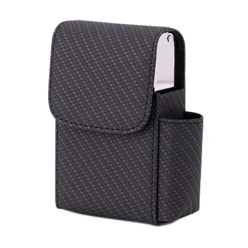 Miniatura 11 de Boshiho Caja de cigarrillos de cuero PU con encendedor titular bolsa de tabaco el mejor regalo para hombres mujeres (negro)