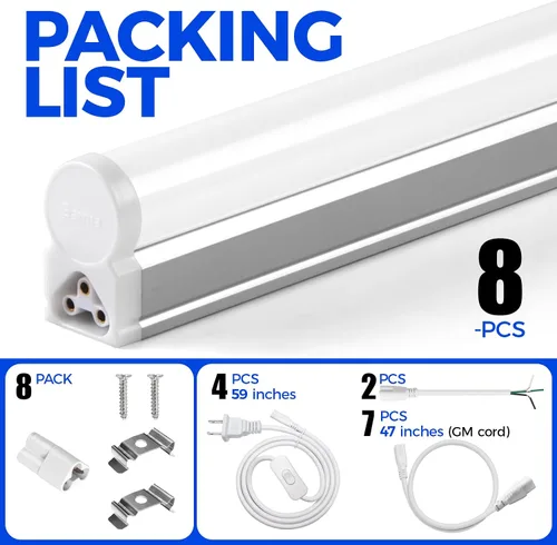 Miniatura 8 de Barrina Luz LED para tienda de 4 pies, 2200 lm, 4000 K blanco frío, accesorio LED T5, luces de tienda enlazables, luz de techo y debajo