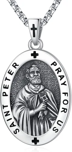 Miniatura 53 de Eusense San Miguel San Cristóbal San Benito San Judas Virgen María Collar chapado en oro 925 joyería religiosa para hombres y mujeres, collar