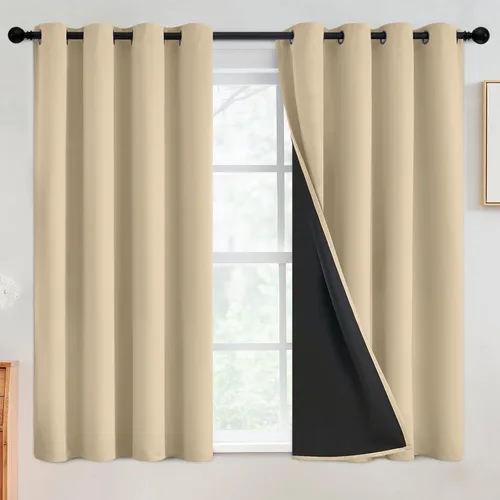 Miniatura 42 de SimpleHome - Cortinas opacas 100% para recámara, cortinas de ventana con ojales beige, con aislamiento térmico, cortinas de oscurecimiento