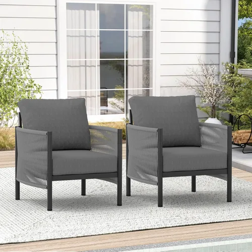 Miniatura 20 de Juego de muebles de aluminio para patio al aire libre con mesa de centro de doble capa, juegos de conversación de patio modernos de 4 piezas