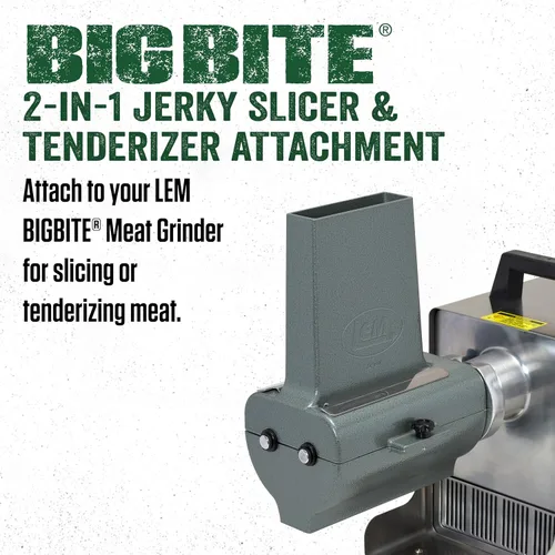 Miniatura 3 de LEM Products BigBite 2-en-1 Cortador de charqui y accesorio de ablandador para picadoras de carne, aluminio