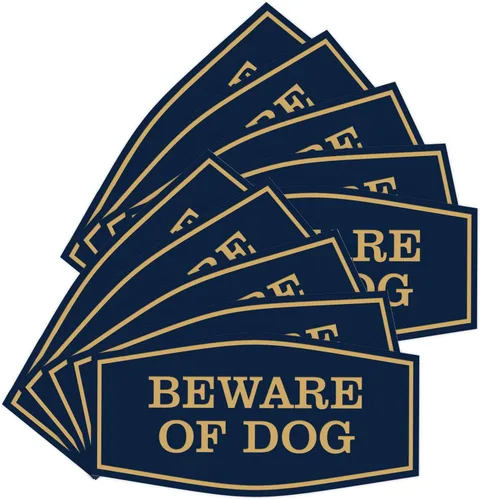 Miniatura 55 de All Quality Fancy Beware of Dog Letrero Material duradero Señales de seguridad para el hogar Fácil de instalar (negro/oro), mediano, 1 paquete