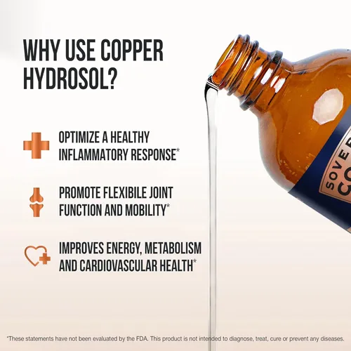 Miniatura 5 de Sovereign Hidrosol de Cobre Bio-Activo - Suplemento Líquido de Cobre Biodisponible para Adultos y Niños con Hidrosol de Plata para Cabello, Piel