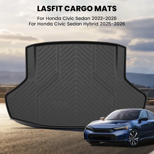 Miniatura 5 de LASFIT Tapete de maletero para Honda Civic Sedan 2022-2026 y Civic Sedan Hybrid 2025-2026, apto para todo tipo de clima, revestimiento de maletero