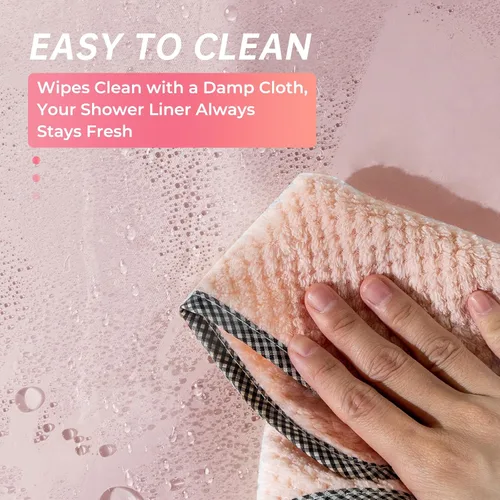 Miniatura 7 de AmazerBath - Cortina de plástico prémium de acetato de vinilo polietileno (PEVA) color rosa claro para ducha, 72 x 72 pulg, 8G, de alta resistencia