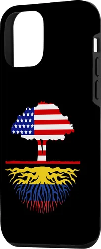 Miniatura 2 de Funda para iPhone 12 mini con diseño de raíces colombianas cultivadas en Estados Unidos y Colombia, con bandera de Estados Unidos