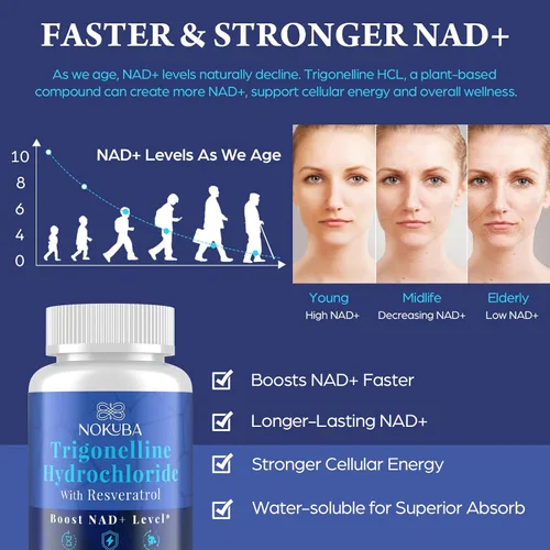 Miniatura 2 de NMNH Strengthen Alternativa con Trigonelina HCL 500mg y Resveratrol 100mg Suplemento NAD para mujeres y hombres Extracción de plantas NAD+