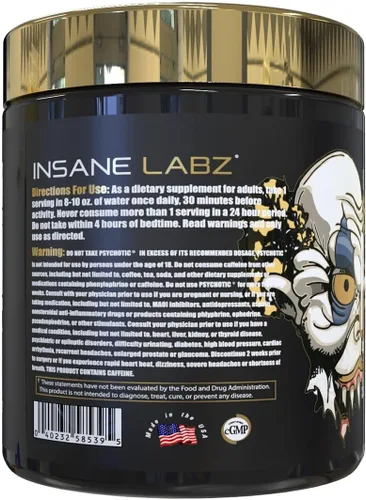 Miniatura 3 de Insane Labz Psychotic Gold, polvo de preentrenamiento altamente estimulante, energía extrema duradera y concentración, bombas y resistencia con beta