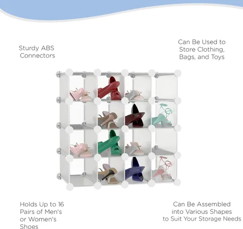 Miniatura 3 de Lavish Home - Organizador de cubos con 16 estantes de cubo con estantes modulares entrelazados, personalizables, apilables para organización