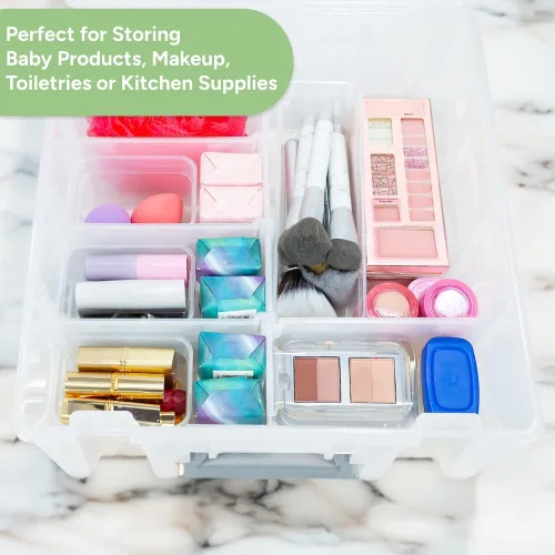 Miniatura 5 de Best Kept Super Satchel - Caja de doble compartimento profundo, almacenamiento de arte con 8 compartimentos extraíbles, cierre inteligente