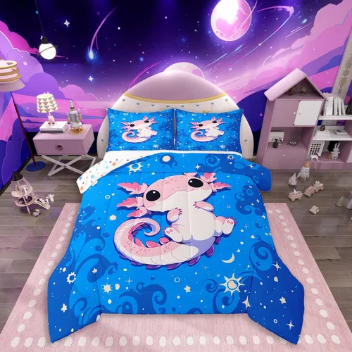 Miniatura 11 de Feelyou Juego de edredón de murciélago para niñas y niños, tamaño individual, edredón de Halloween decorativo en blanco y negro, juego de ropa