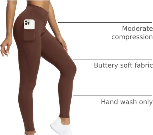 Miniatura 45 de Aoxjox Trinity - Pantalones de yoga de cintura alta con bolsillos para mujer, control de abdomen, cintura cruzada, leggings de entrenamiento suaves