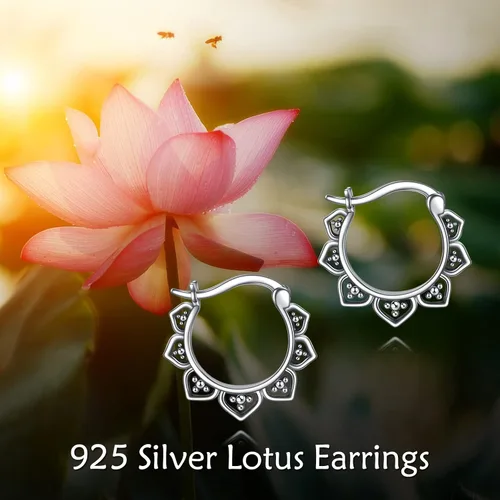 Miniatura 6 de Aretes de aro de plata de ley 925, estilo bohemio, joyería de regalo para mujeres y niñas