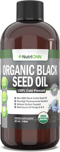 Aceite de semilla negra orgánico – Aceite de semilla de comino negro orgánico certificado por USDA – Alto contenido de timoquinona – Sin OMG y