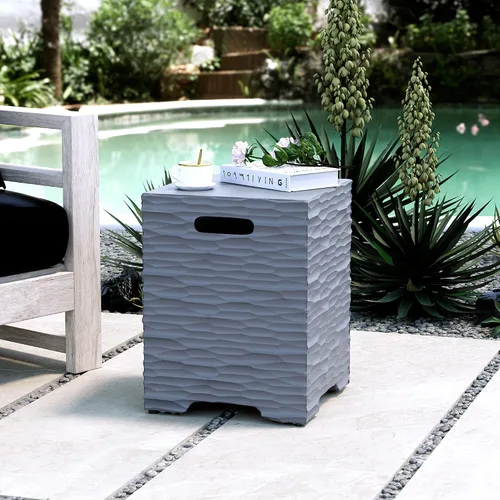 Miniatura 10 de COSIEST Mesa de tanque de propano para exteriores con diseño de grano de madera, mesa de tanque oculta exterior de 16 pulgadas, oculta el tanque