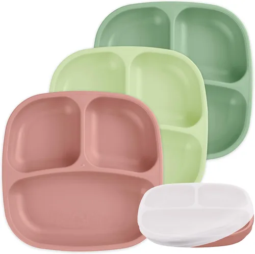Miniatura 12 de Re-Play Platos para niños pequeños con divisores, 3 compartimentos de pared profunda, platos divididos para niños con 3 tapas, aptos