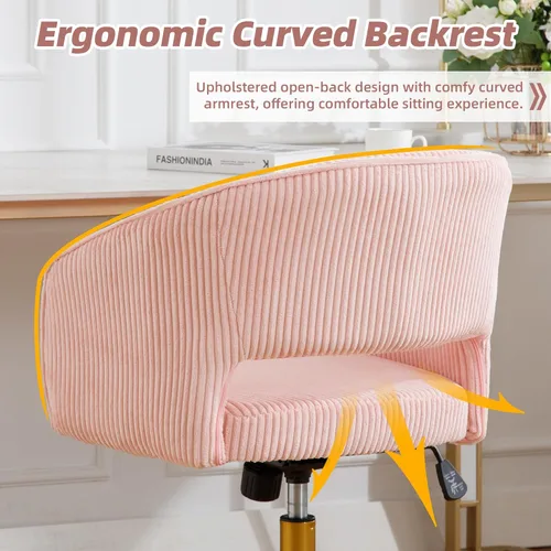 Miniatura 61 de ABET Silla de escritorio con ruedas, silla de oficina en casa de terciopelo, silla giratoria con base dorada, sillas acentuadas modernas tapizadas