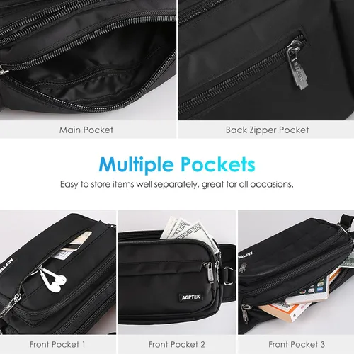 Miniatura 4 de AGPTEK Fanny Pack for Women Men, RFID Large Capacity Waist Wallet Bag, Adjustable & Waterproof Bum Belt Pouch for Travel, Running, Shopping, Hiking