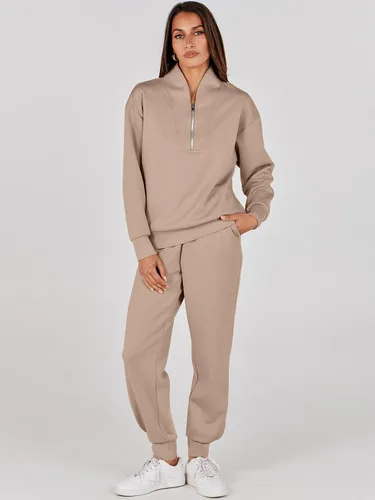 Miniatura 2 de ANRABESS Womens 2 Piece Outfits Sweatsuit Half Zip Long Sleeve Cropped Sweatshirt Jogger Sweatpants Travel Tracksuit Set