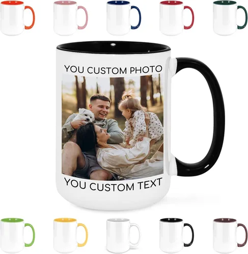 Miniatura 13 de Taza de café personalizada con texto y foto, taza personalizada, ideas únicas, regalos para hombres, mujeres, mamá, papá, novia, novio, amigo, Negro