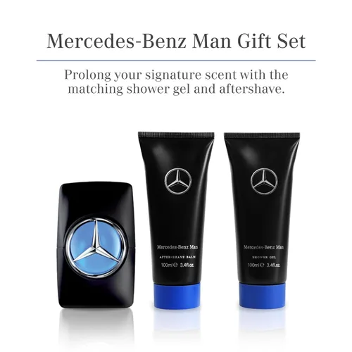 Miniatura 2 de Mercedes Benz Set de regalo para hombre, fragancia icónica con spray EDT, gel de ducha, después del afeitado para hombres, colonia aromática