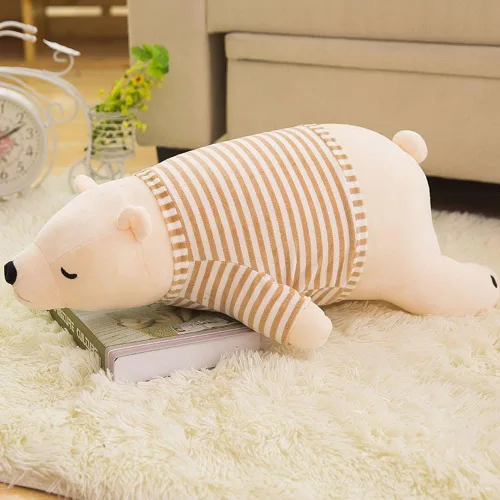 Miniatura 6 de MMTTAO Oso Polar Relleno Juguete de Peluche de 14 Pulgadas Pequeño Oso Blanco Durmiente Peluches Suaves Lindas Muñecas de Colección Almohada Cojín