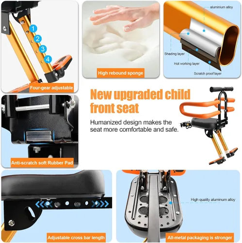 Miniatura 5 de Asiento de Bicicleta para Niños - Montaje Delantero, Asiento de Bicicleta para Niños para Bicicleta de Adulto, Asiento de Bicicleta para Bebé