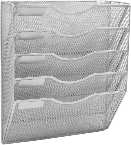 Miniatura 22 de EASEPRES Organizador de archivos de malla de 3 bolsillos para colgar en la pared, carpeta de papel para correo montada en la pared, organizador