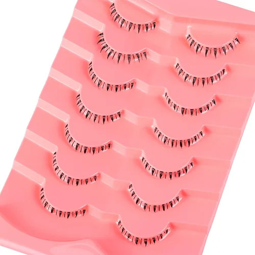 Miniatura 4 de 7 pares de pestañas inferiores con banda transparente, aspecto natural, estilo manga japonés, con pinchos, anime, pestañas inferiores dramáticas A01